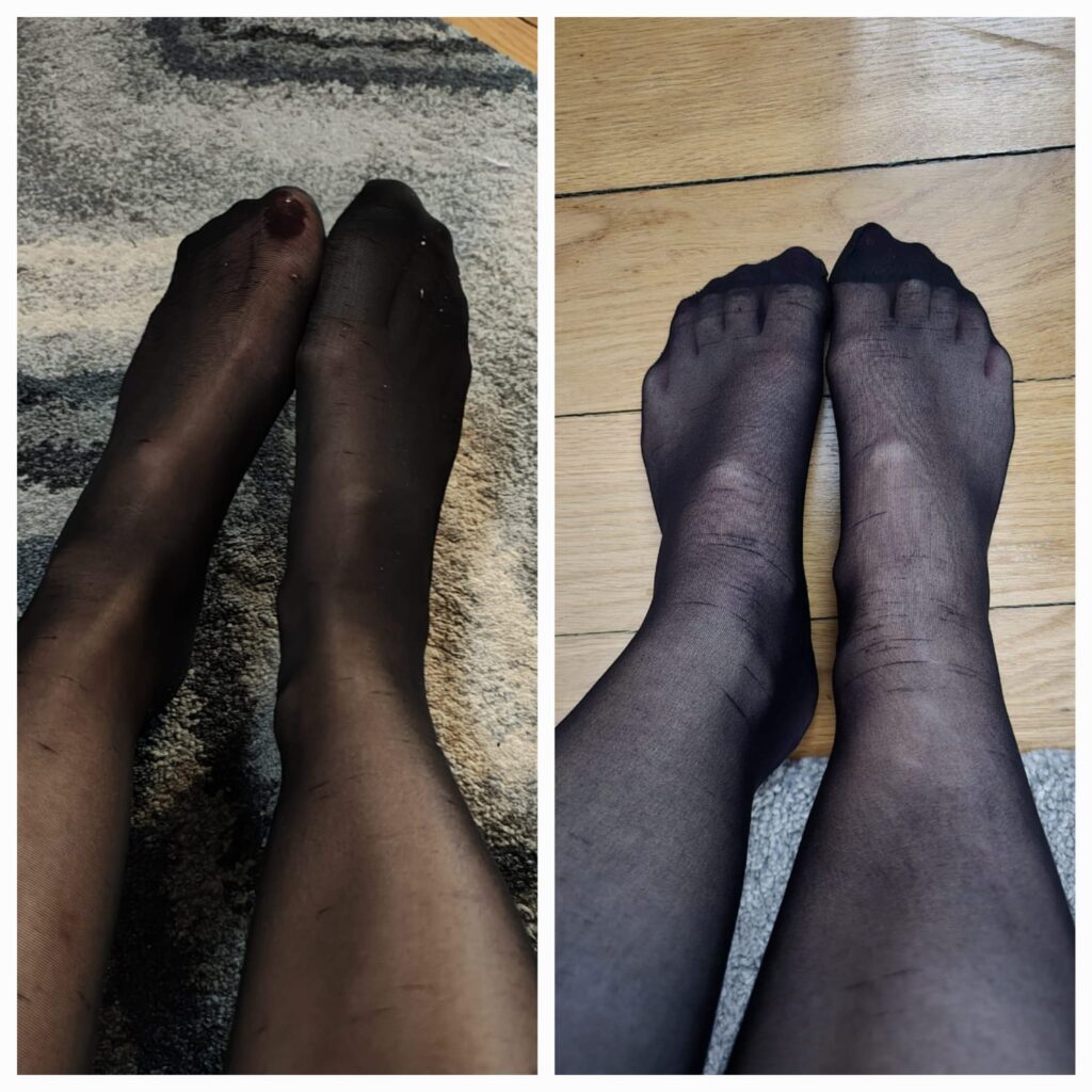 Ich bin Herrin LaNisha- meine Füsse in schwarzen Nylons berühren dich, reizen dich, spielen mit deiner Lust. Jeder Kontakt ist ein Befehl.